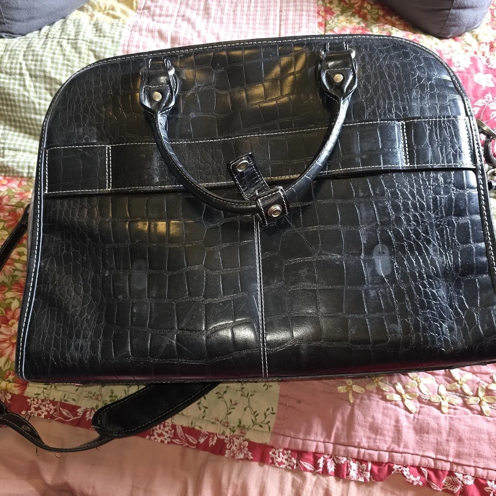 Siamod 'San Martino' Women's Leather black briefcase Laptop Case